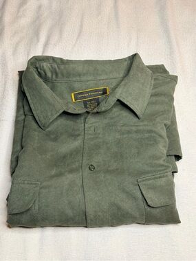 George Foreman Men's Olive Green Casual Button-Down Shirt
